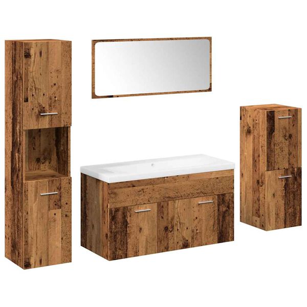 vidaXL Set Mobili da Bagno 5 pz Legno Antico in Legno Multistrato