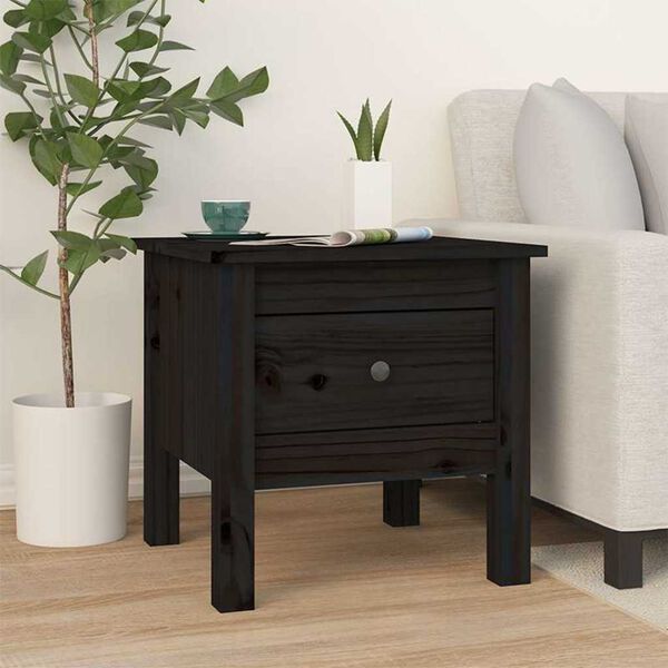 vidaXL Tavolino Nero 40x40x39 cm Legno Massello di Pino