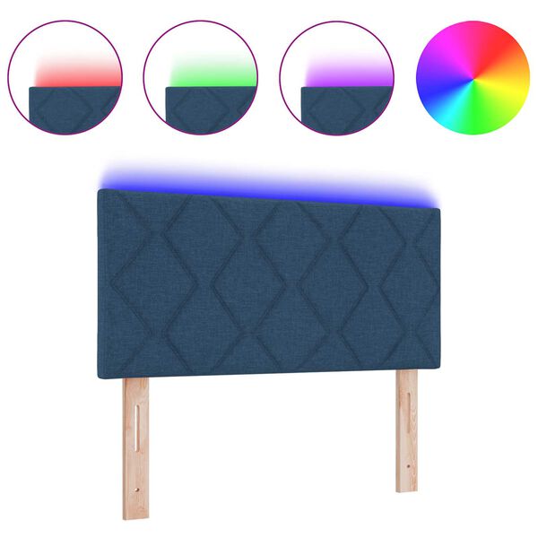 vidaXL Testiera con luci a strisce a LED Regolabile Blu 100 cm Tessuto