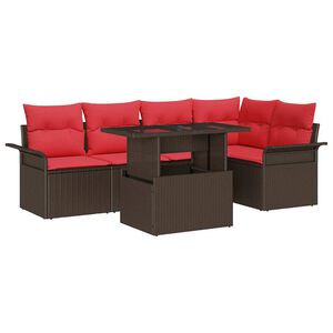 vidaXL Set Divano da Giardino con cuscino 6 pcs Marrone Poly Rattan