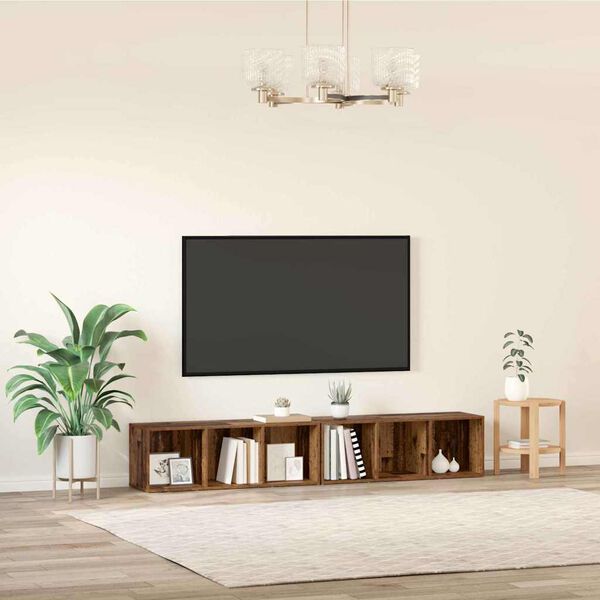 vidaXL Set mobile TV 2 pcs Legno vecchio 37 x 35 x 107cm