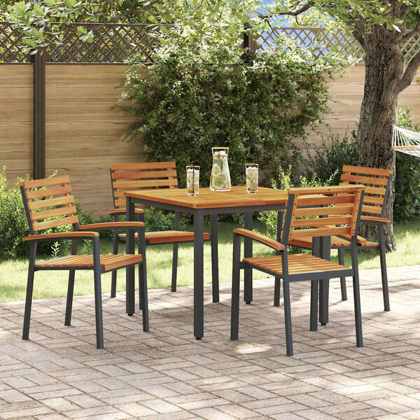vidaXL Set da Pranzo per Giardino 5 pcs Nero Legno di Acacia Massello