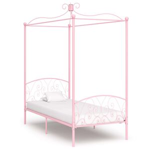 vidaXL Letto a Baldacchino Rosa in Metallo 100x200 cm