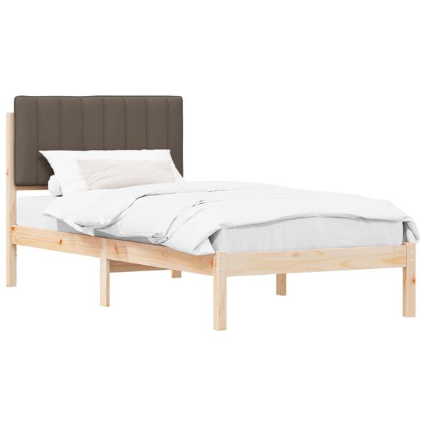 vidaXL Letto con Testiera Rivestita Talpa 90 x 190 cm Pino massello