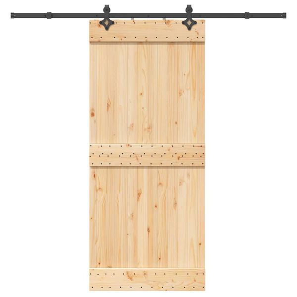 vidaXL Porta Scorrevole con Set Hardware 90x210 cm Legno Massello Pino