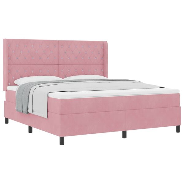 vidaXL Letto a molle con materasso Rosa 180 x 200 cm Velluto