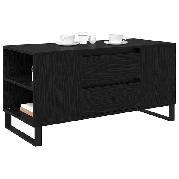 vidaXL Tavolino da salotto Rovere Nero 102 x 44,5 x 50 cm