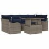 vidaXL Set Divano da Giardino 7 pz Grigio e Blu Navy polyrattan