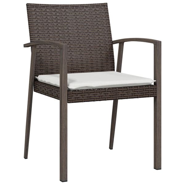 vidaXL Sedie Giardino con Cuscini 4pz Marroni 56,5x57x83 cm Polyrattan