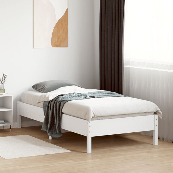 vidaXL Letto senza Materasso Bianco 75x190 in Legno Massello di Pino