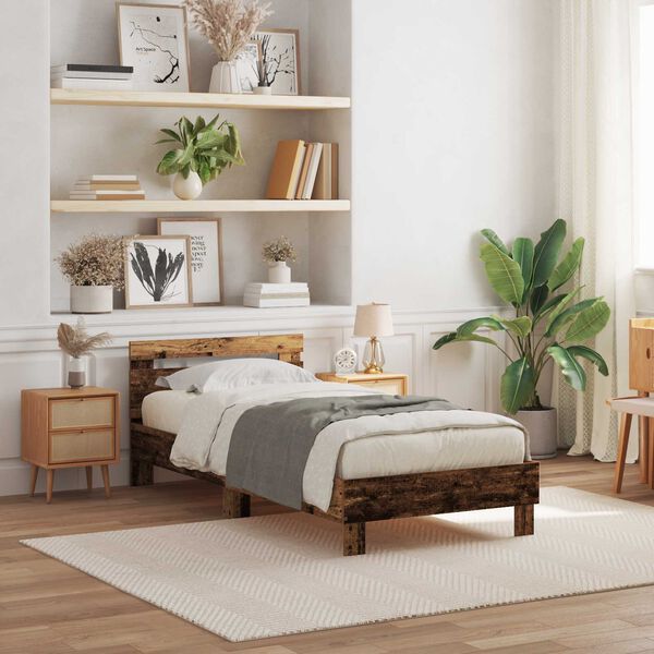 vidaXL Struttura del letto con testiera Legno vecchio 100 x 200 cm