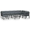 vidaXL Set Salotto da Giardino 9 pz Nero e Grigio in Polyrattan