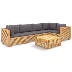 vidaXL Set Divani da Giardino 6 pz con Cuscini Legno Massello di Teak