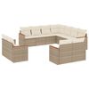 vidaXL Set Divani da Giardino 11 pz con Cuscini Beige in Polyrattan