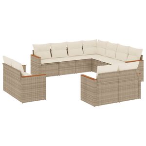 vidaXL Set Divani da Giardino 11 pz con Cuscini Beige in Polyrattan