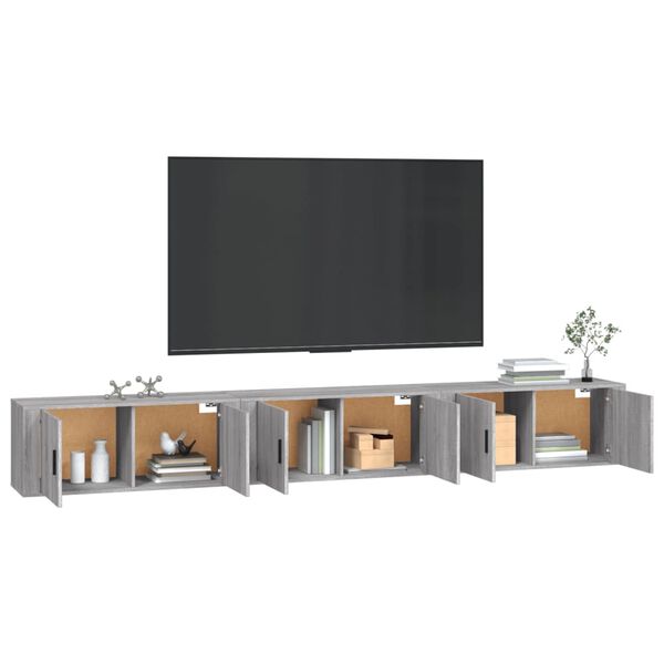vidaXL Mobili Porta TV a Parete 3 pz Grigio Sonoma 100x34,5x40 cm