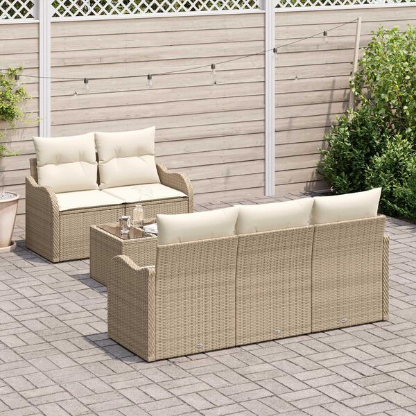 vidaXL Set Divano da Giardino Beige polyrattan