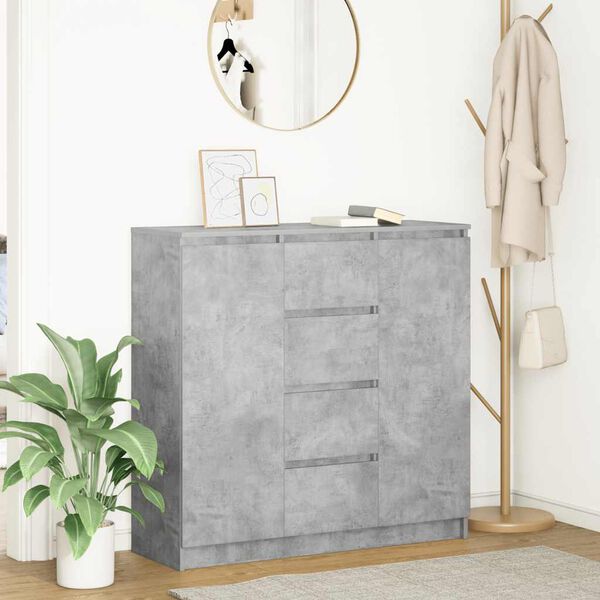 vidaXL Credenza con Cassetti Grigio Cemento 100,5x35x98,5cm Truciolato