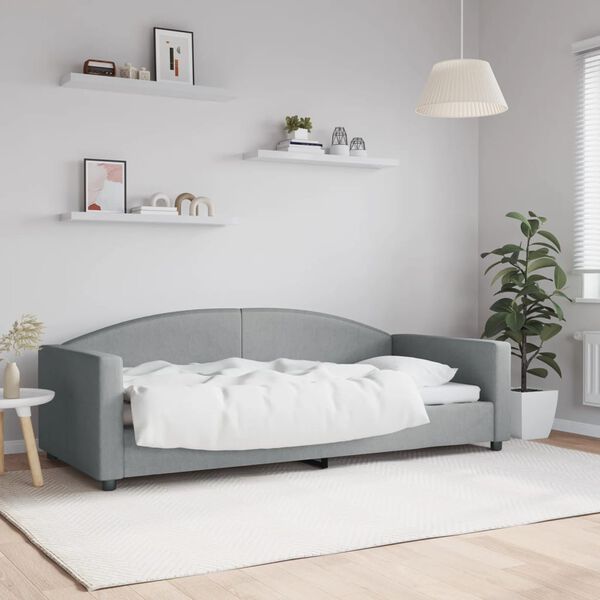 vidaXL Letto da Giorno Grigio Chiaro 90x200 cm in Tessuto