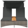 vidaXL Lettino Doppio con Baldacchino e Cuscini Grigio in Polyrattan