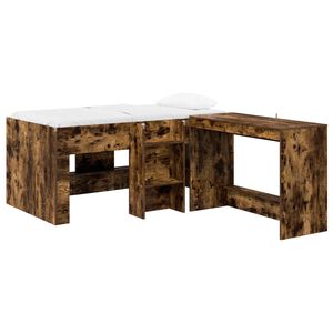 vidaXL Letto alto per bambini con scrivania 2 pz Rovere Fumo