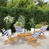 vidaXL Sedie da Giardino Pieghevoli 4pz Blu e Bianco Tessuto e Legno