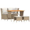 vidaXL Set da Pranzo da Giardino 4 pz con Cuscini Beige in Polyrattan