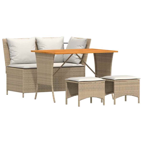 vidaXL Set da Pranzo da Giardino 4 pz con Cuscini Beige in Polyrattan