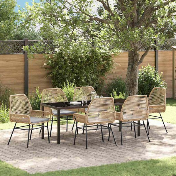 vidaXL Set da Pranzo per Giardino 7 pcs Marrone polyrattan