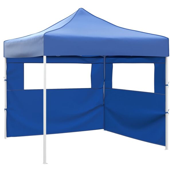 vidaXL Tenda Pieghevole con 2 Pareti 3x3 m Blu