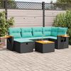 vidaXL Set Divano da Giardino 6 pz con Cuscini Nero in Polyrattan