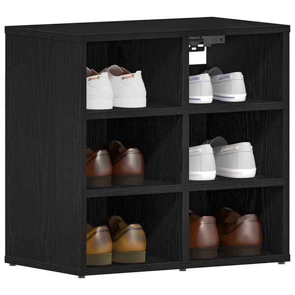 vidaXL Mobile per scarpe con lo scaffale Rovere Nero 52 x 30 x 50,5 cm