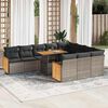 vidaXL Set Divani Giardino 11 pz con Cuscini Polyrattan Acacia Grigio