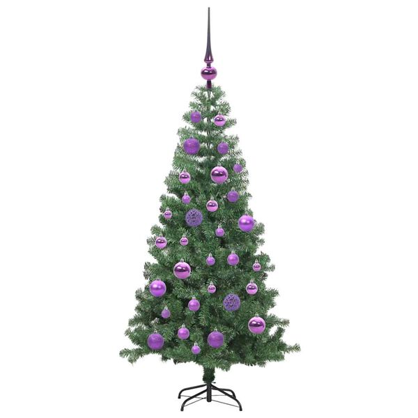 vidaXL Albero di Natale con 150 LED con supporto Verde 120 cm PVC