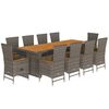 vidaXL Set da Pranzo da Giardino 11pz con Cuscini in Polyrattan Grigio
