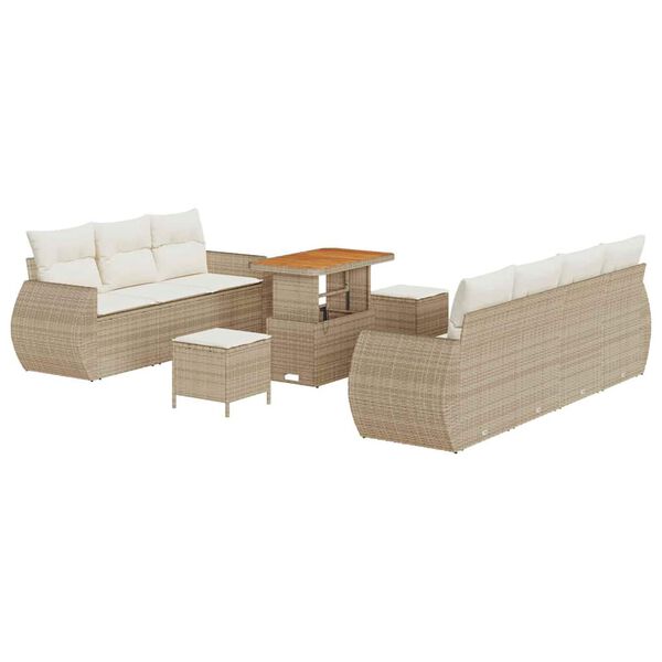 vidaXL Set Divano da Giardino con cuscino 10 pcs Beige polyrattan