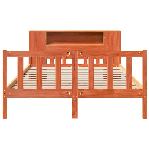 vidaXL Letto Libreria senza Materasso Marrone Cera 160x200 cm Legno