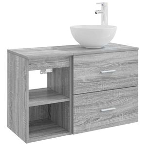vidaXL Set di mobili per il bagno 2 pcs Sonoma grigio