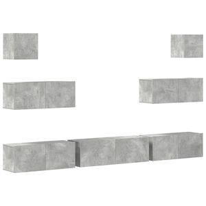 vidaXL Set di Mobili Porta TV 7 pz Grigio Cemento in Legno Multistrato