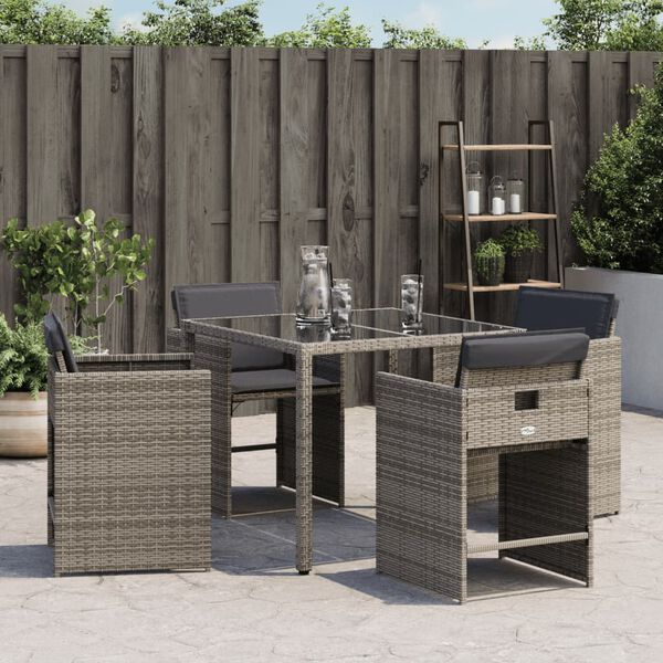vidaXL Sedie da Giardino con Cuscini 4pz Grigio in Polyrattan