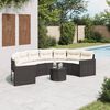 vidaXL Divano Giardino Tavolo e Cuscini Semicircolare Nero Polyrattan
