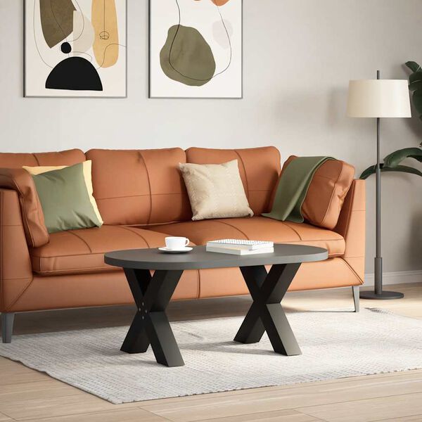 vidaXL Gambe per Tavolino da Caff&egrave; a Forma di X 2 pz Nere 60x(42-43) cm Acciaio