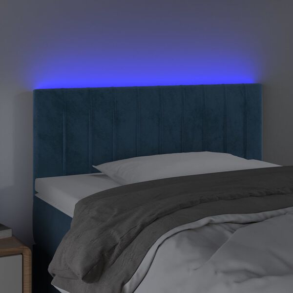 vidaXL Testiera a LED Blu Scuro 100x5x78/88 cm in Velluto