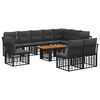 vidaXL Set Divano da Giardino 11 pz Nero e Grigio scuro polyrattan