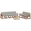 vidaXL Set di divani da esterno 8 pcs Grigio Naturale e Chiaro
