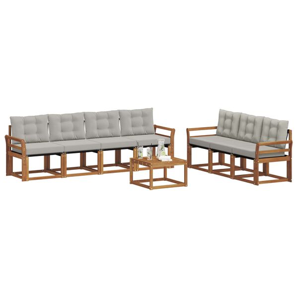 vidaXL Set di divani da esterno 8 pcs Grigio Naturale e Chiaro