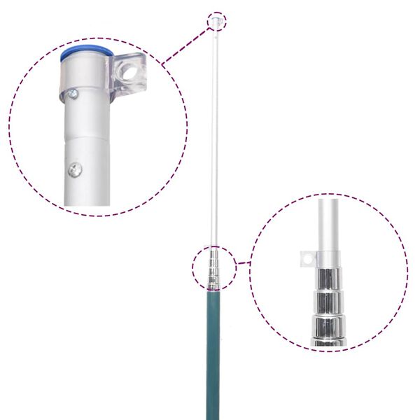 vidaXL Asta Telescopica per Bandiere Argento 5,5 m in Alluminio