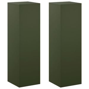 vidaXL Supporto per piante 2 pcs Verde Oliva 30 x 30 x 100 cm Acciaio