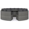 vidaXL Set Divani da Giardino 9 pz con Cuscini in Polyrattan Grigio