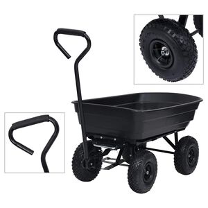 vidaXL Carrello Manuale Ribaltabile da Giardino 300 kg 75 L Nero